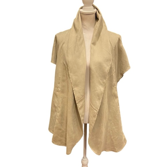 Chico’s Elongated Suede Taylor Vest Faux Size S/M Beige Willow Wind Fall Light - Picture 1 of 16